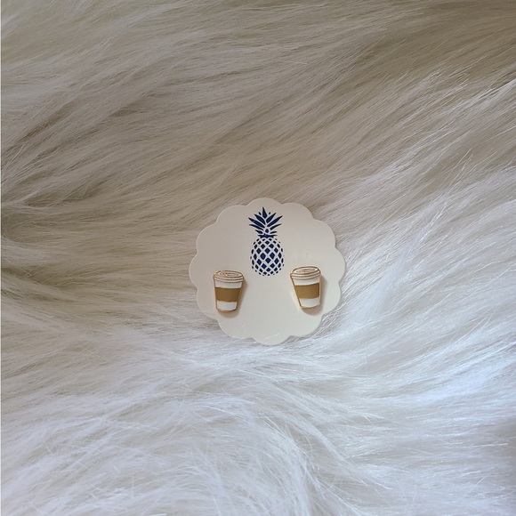 ‘But first, Coffee!’ Enamel Stud Earrings - Picture 2 of 4